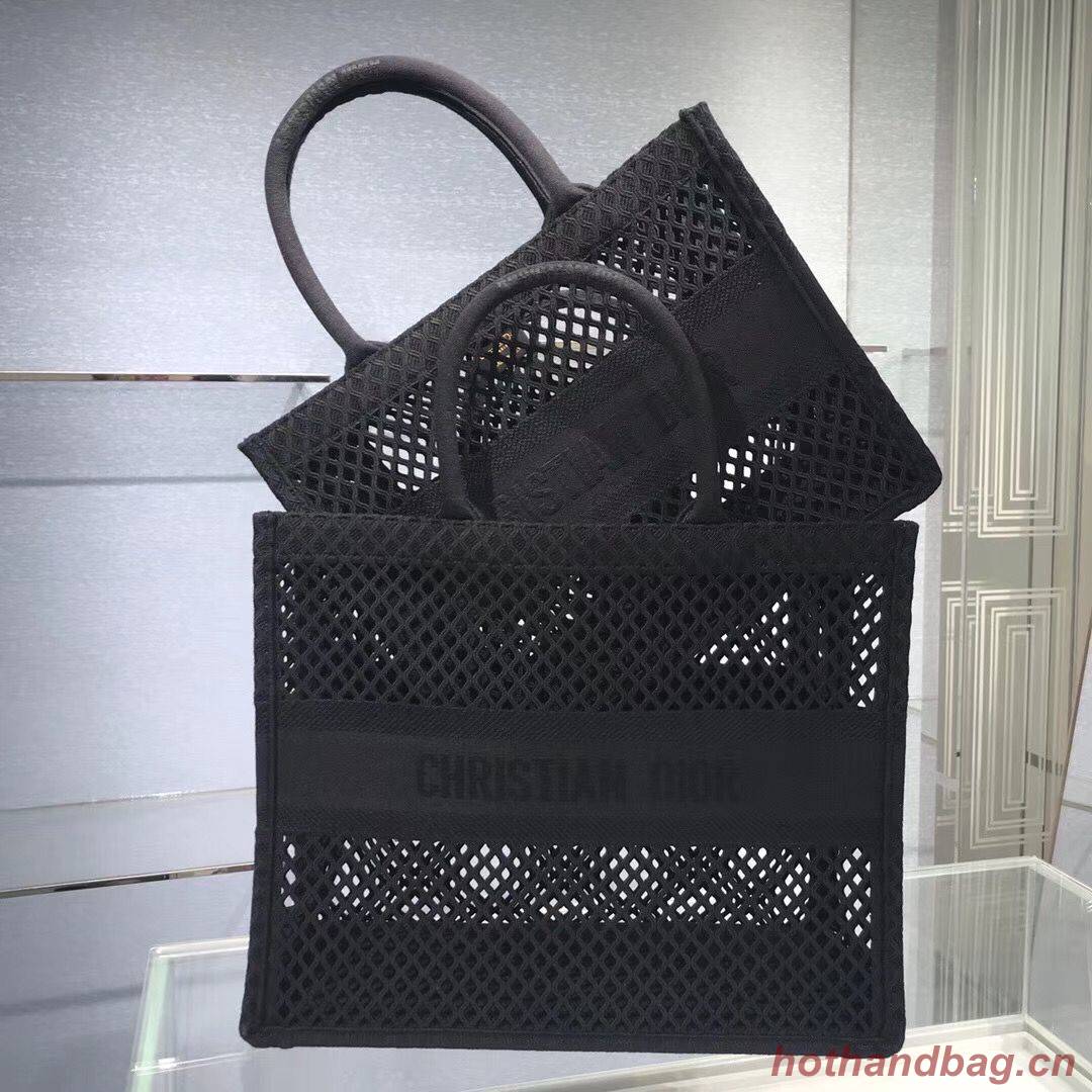 DIOR BOOK TOTE Black Mesh Embroidery M1286Z