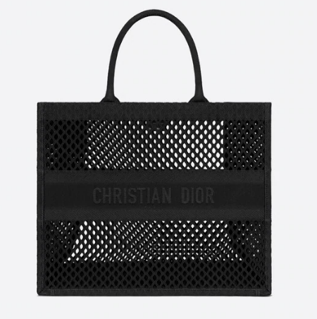 DIOR BOOK TOTE Black Mesh Embroidery M1286Z