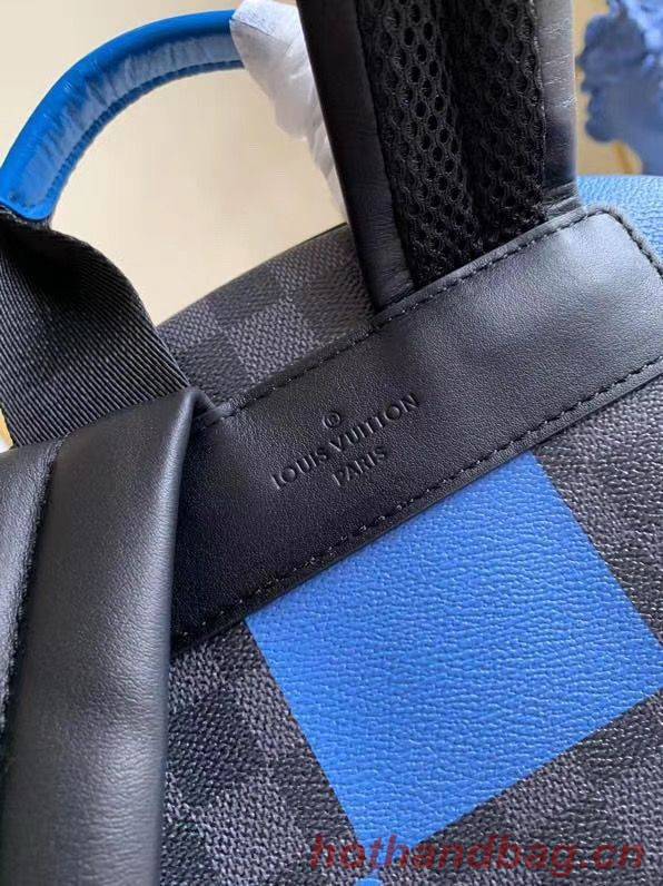 Louis Vuitton Damier Graphite Canvas Original Leather Backpack N40402 Blue