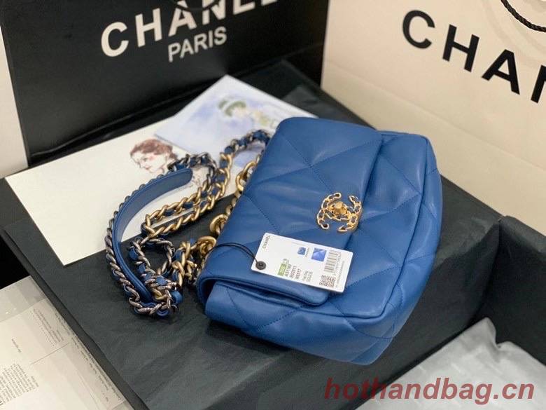 Chanel 19 flap bag AS1160 blue