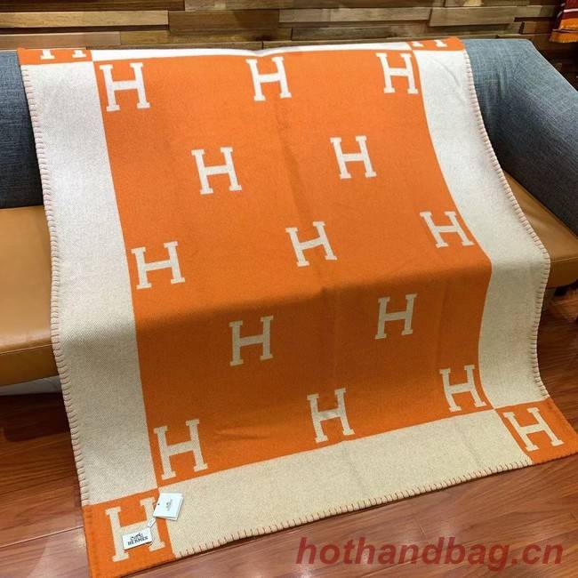 Hermes Lambswool & Cashmere Shawl & Blanket 71155 Orange