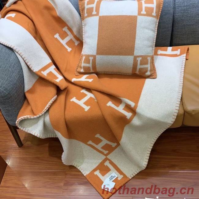 Hermes Lambswool & Cashmere Shawl & Blanket 71155 Orange