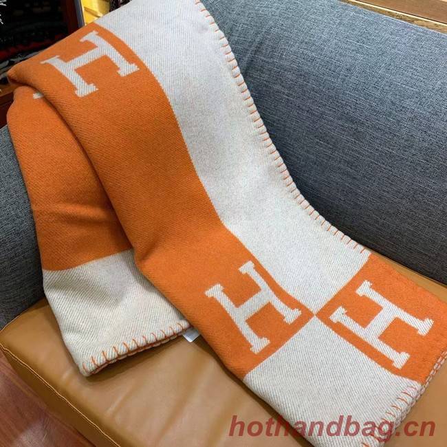 Hermes Lambswool & Cashmere Shawl & Blanket 71155 Orange