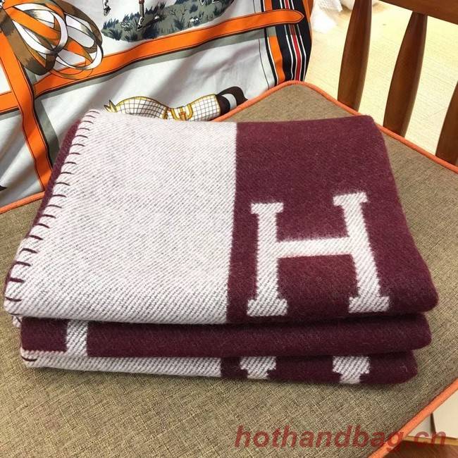 Hermes Lambswool & Cashmere Shawl & Blanket 71155 Wine