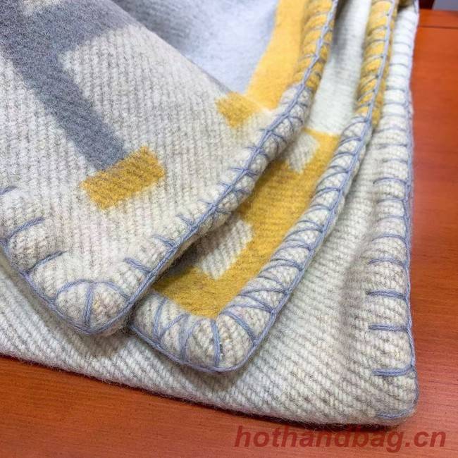 Hermes Lambswool & Cashmere Shawl & Blanket 71155 yellow