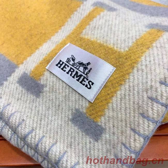 Hermes Lambswool & Cashmere Shawl & Blanket 71155 yellow