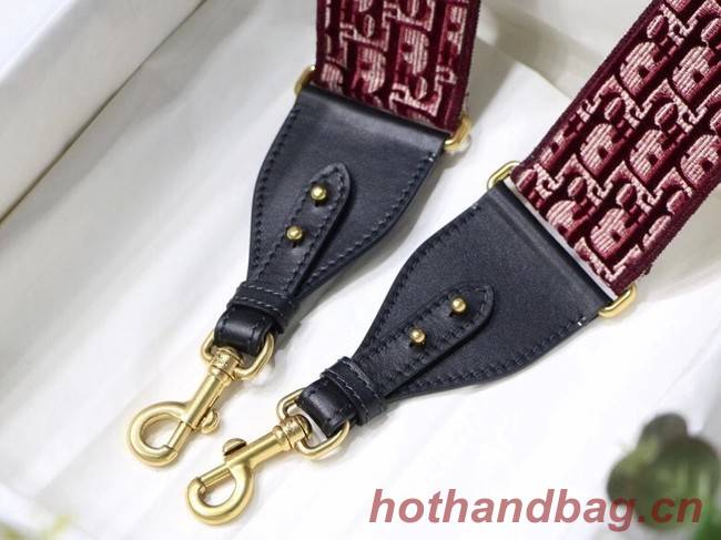 Dior Oblique Embroidered Velvet SHOULDER STRAP S8540CWVF-3 Burgundy