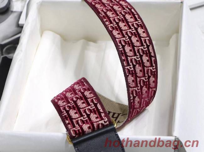 Dior Oblique Embroidered Velvet SHOULDER STRAP S8540CWVF-3 Burgundy