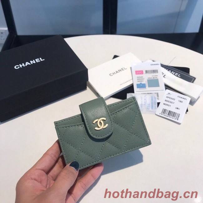 Chanel card holder AS0342 blackish green