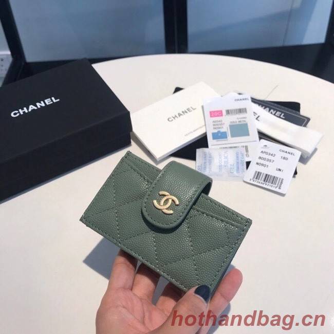 Chanel card holder AS0342 blackish green