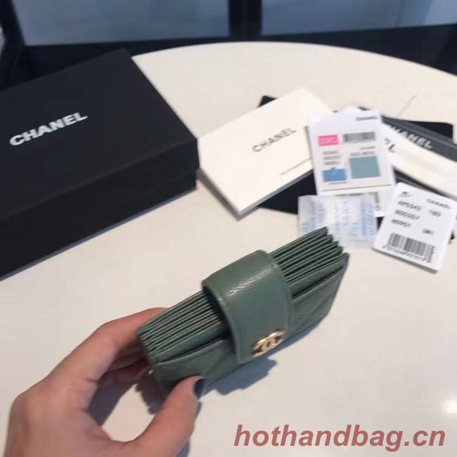 Chanel card holder AS0342 blackish green