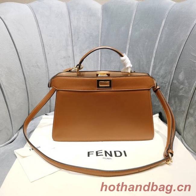 Fendi PEEKABOO ISEEU EAST-WEST leather bag 8BN323A brown