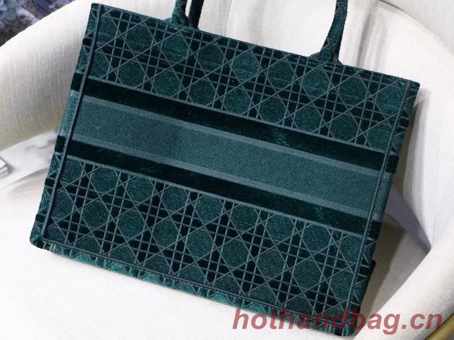 DIOR BOOK TOTE green Cannage Embroidered Velvet M1287Z