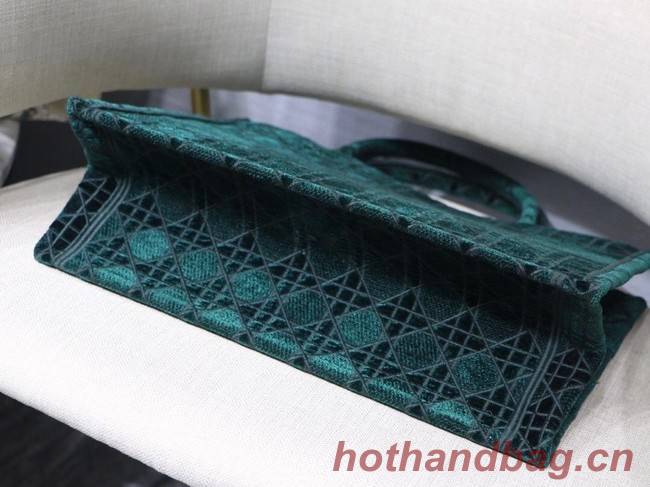 DIOR BOOK TOTE green Cannage Embroidered Velvet M1287Z