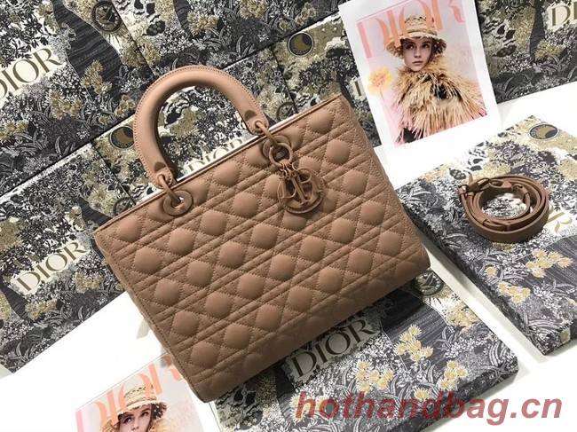 LARGE LADY DIOR BAG Blush Ultramatte Cannage Calfskin M0566SL