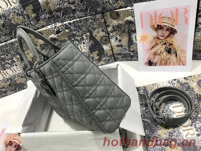 LARGE LADY DIOR BAG Gray Ultramatte Cannage Calfskin M0566SL