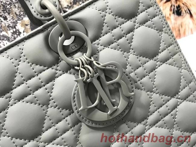 LARGE LADY DIOR BAG Gray Ultramatte Cannage Calfskin M0566SL