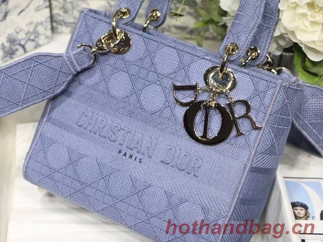 MEDIUM LADY D-LITE BAG Denim Blue Cannage Embroidery M0565OR