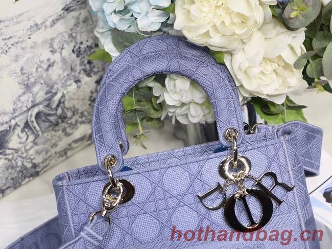 MEDIUM LADY D-LITE BAG Denim Blue Cannage Embroidery M0565OR