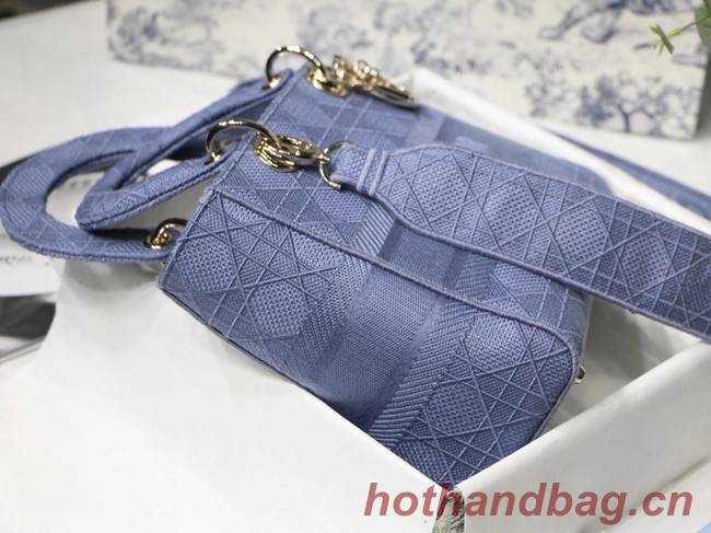 MEDIUM LADY D-LITE BAG Denim Blue Cannage Embroidery M0565OR