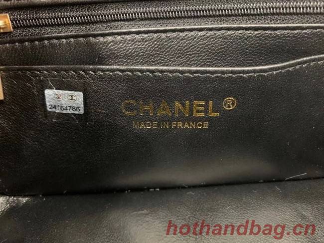 Chanel small tote bag Sheepskin & Gold-Tone Metal AS2431 black