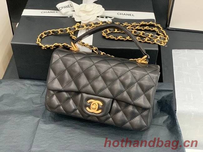 Chanel small tote bag Sheepskin & Gold-Tone Metal AS2431 black