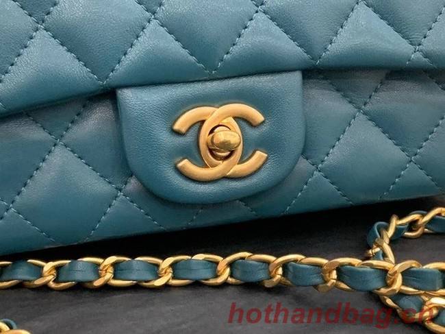 Chanel small tote bag Sheepskin & Gold-Tone Metal AS2431 blue