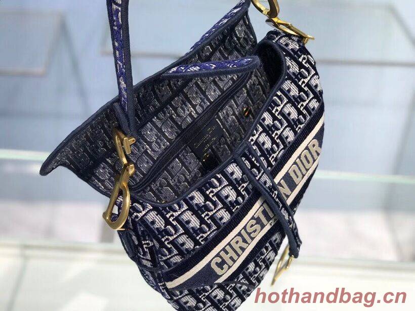 SADDLE BAG Dior Oblique Embroidered Velvet C0044 blue