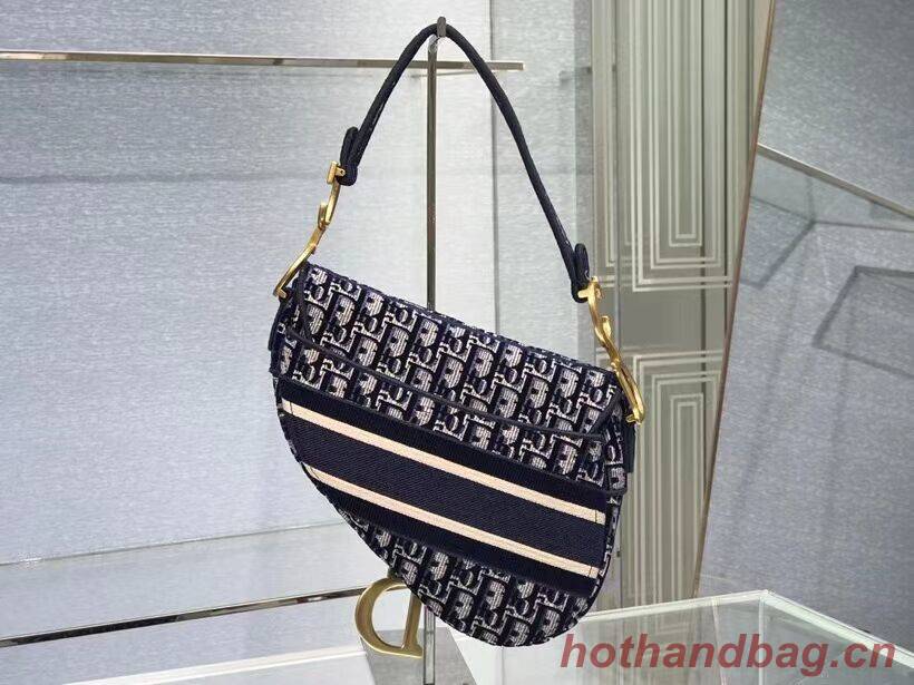 SADDLE BAG Dior Oblique Embroidered Velvet C0044 blue