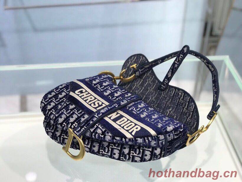 SADDLE BAG Dior Oblique Embroidered Velvet C0044 blue