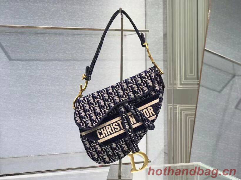 SADDLE BAG Dior Oblique Embroidered Velvet C0044 blue