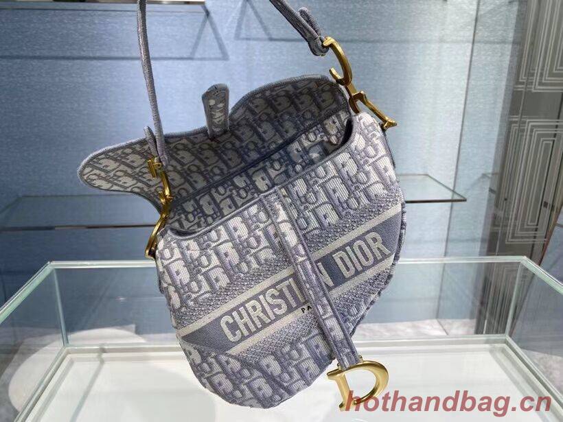 SADDLE BAG Dior Oblique Embroidered Velvet C0044 gray