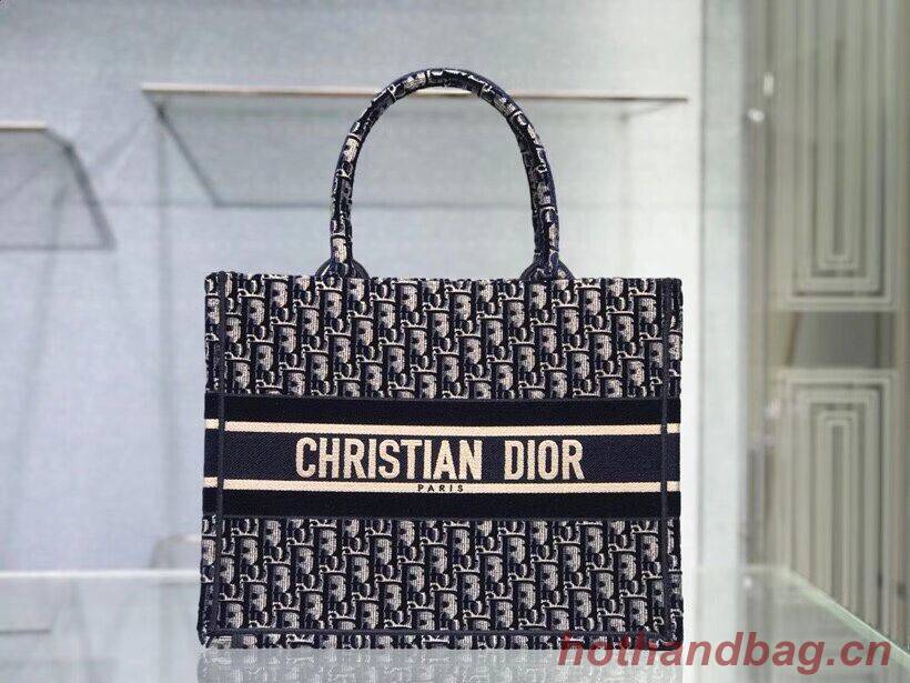 SMALL DIOR BOOK TOTE blue Dior Oblique Embroidered Velvet M1287Z