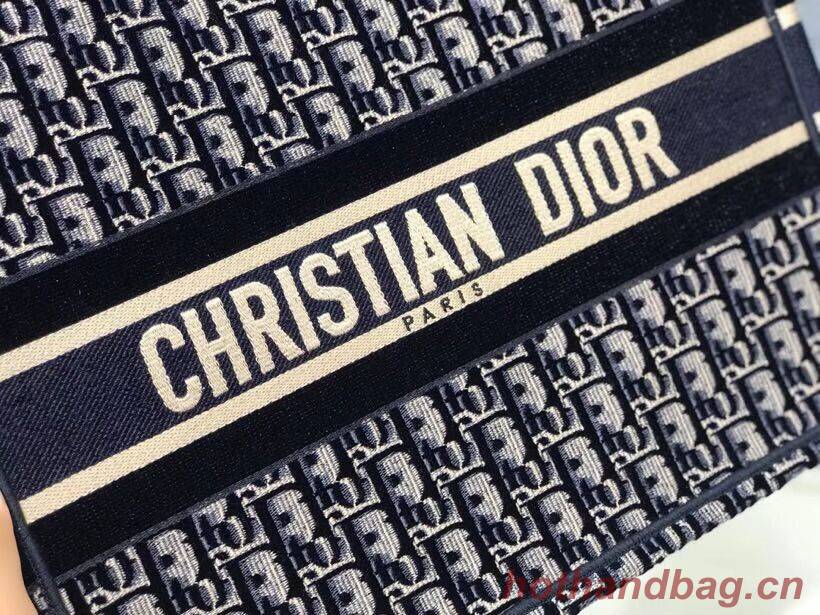 SMALL DIOR BOOK TOTE blue Dior Oblique Embroidered Velvet M1287Z