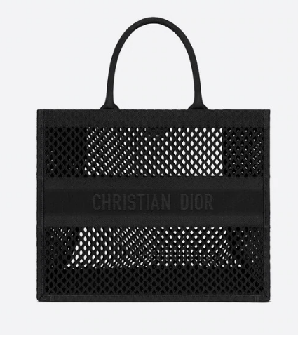 DIOR BOOK TOTE Black Mesh Embroidery M1286ZW