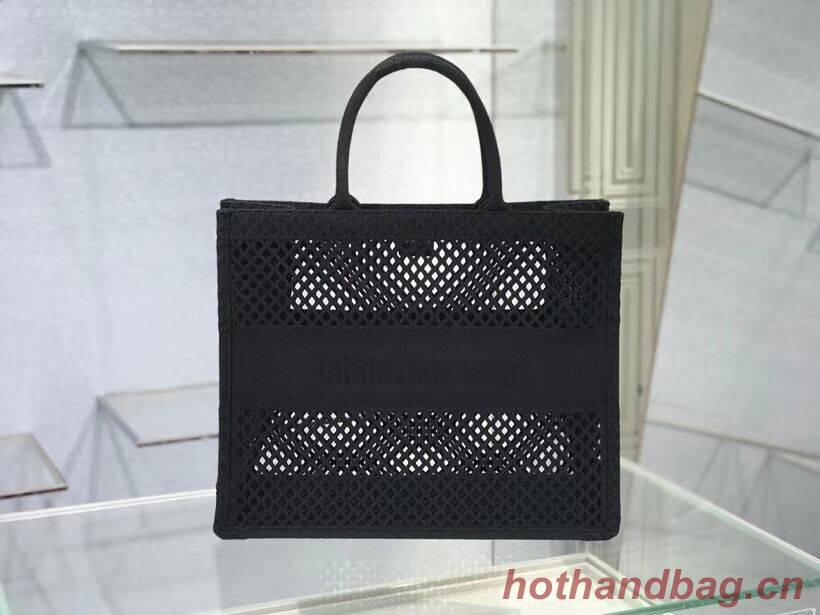 DIOR BOOK TOTE Black Mesh Embroidery M1286ZW