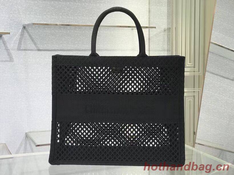 DIOR BOOK TOTE Black Mesh Embroidery M1286ZW