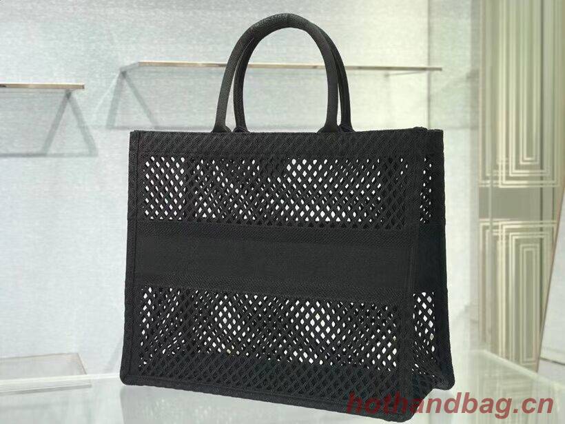 DIOR BOOK TOTE Black Mesh Embroidery M1286ZW