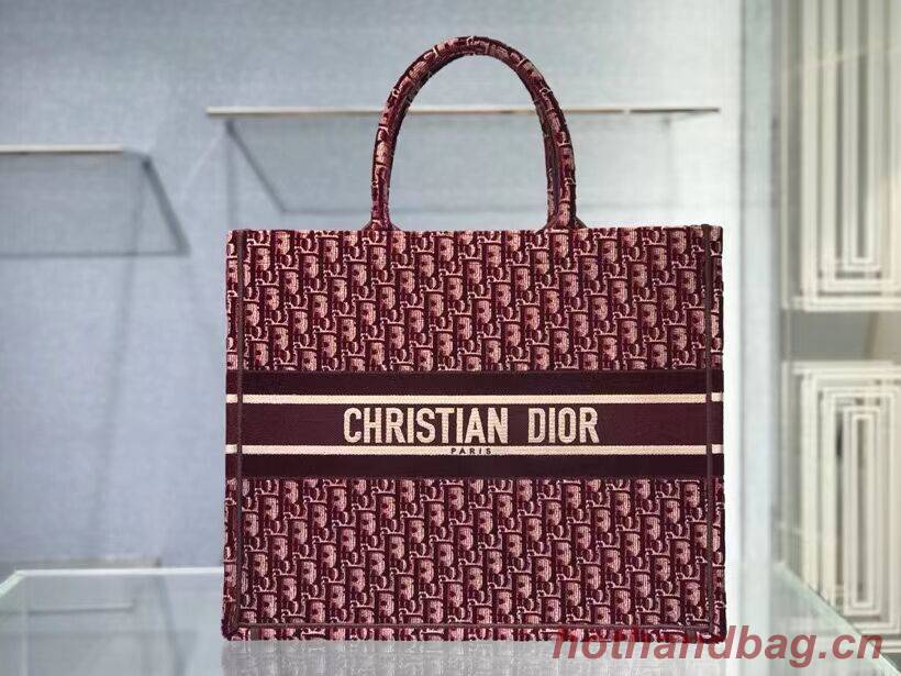 DIOR BOOK TOTE Burgundy Dior Oblique Embroidered Velvet M1286Z