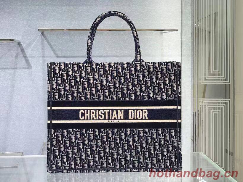 DIOR BOOK TOTE blue Dior Oblique Embroidered Velvet M1286Z