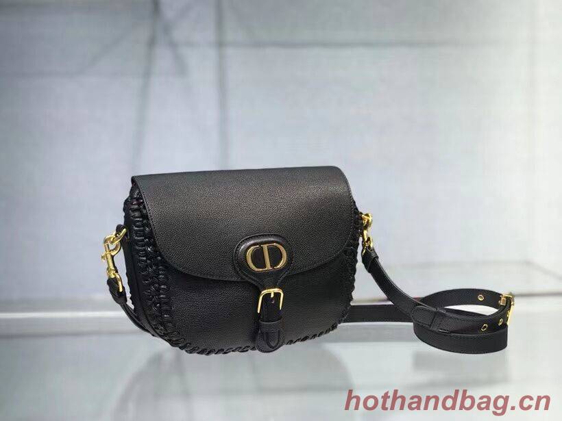 MEDIUM DIOR BOBBY BAG Black Grained Calfskin with Whipstitched Seams M9319UB