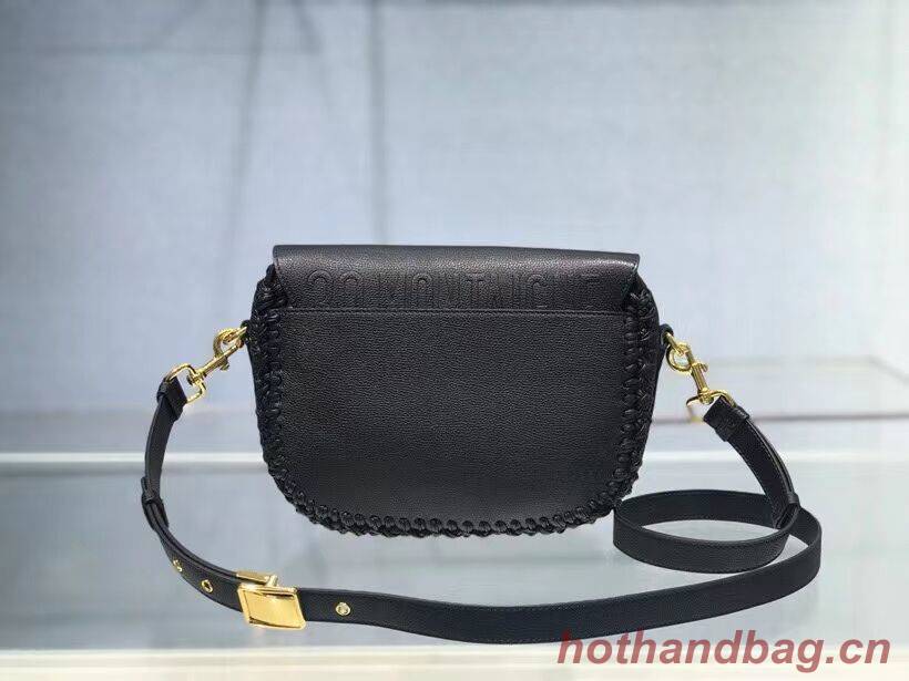 MEDIUM DIOR BOBBY BAG Black Grained Calfskin with Whipstitched Seams M9319UB