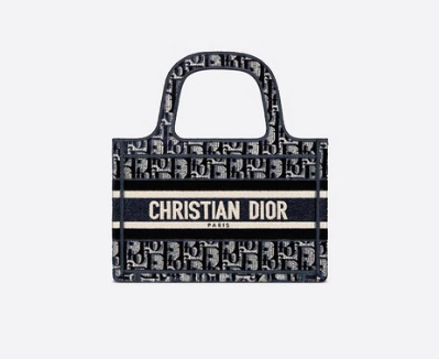 MINI DIOR BOOK TOTE Blue Dior Oblique Embroidered Velvet S5475Z