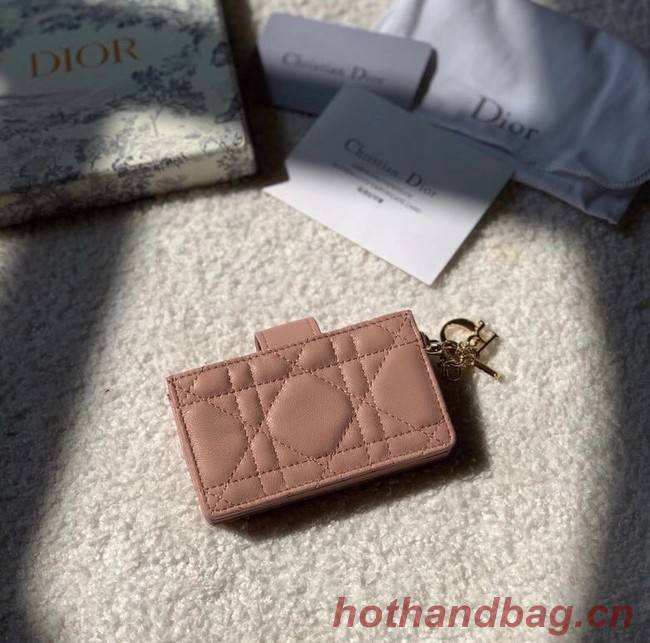 LADY DIOR 5-GUSSET CARD HOLDER Rose Des Vents Patent Cannage Calfskin S0074OV