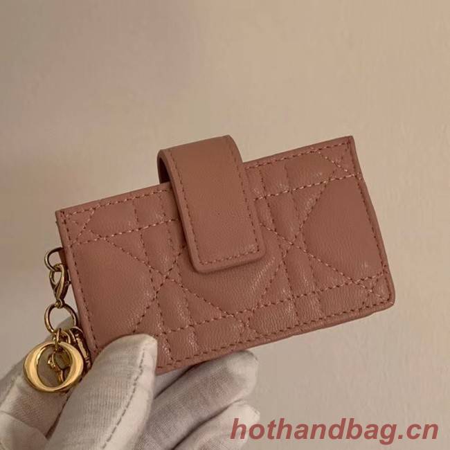 LADY DIOR 5-GUSSET CARD HOLDER Rose Des Vents Patent Cannage Calfskin S0074OV