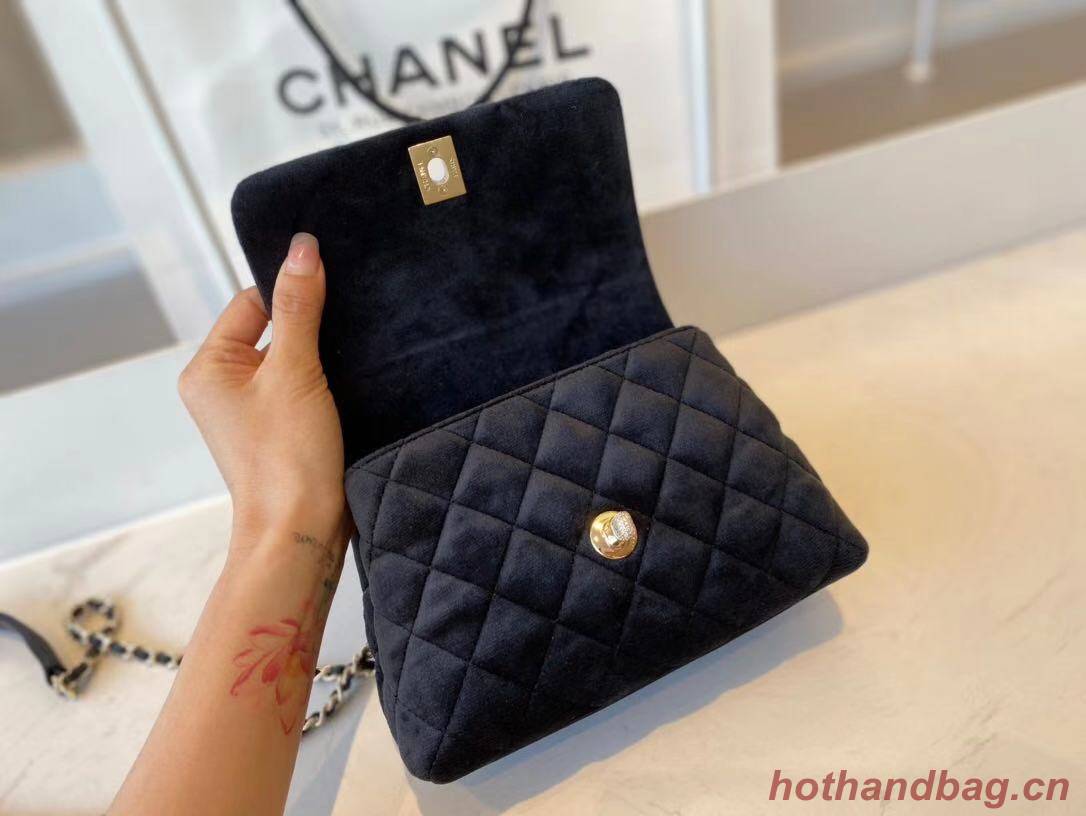 Chanel mini flap bag with top handle AS2215 black