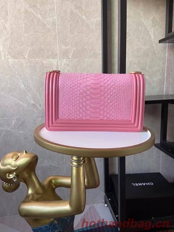 Boy Chanel Flap Shoulder Bag original Snake leather AS67086 pink