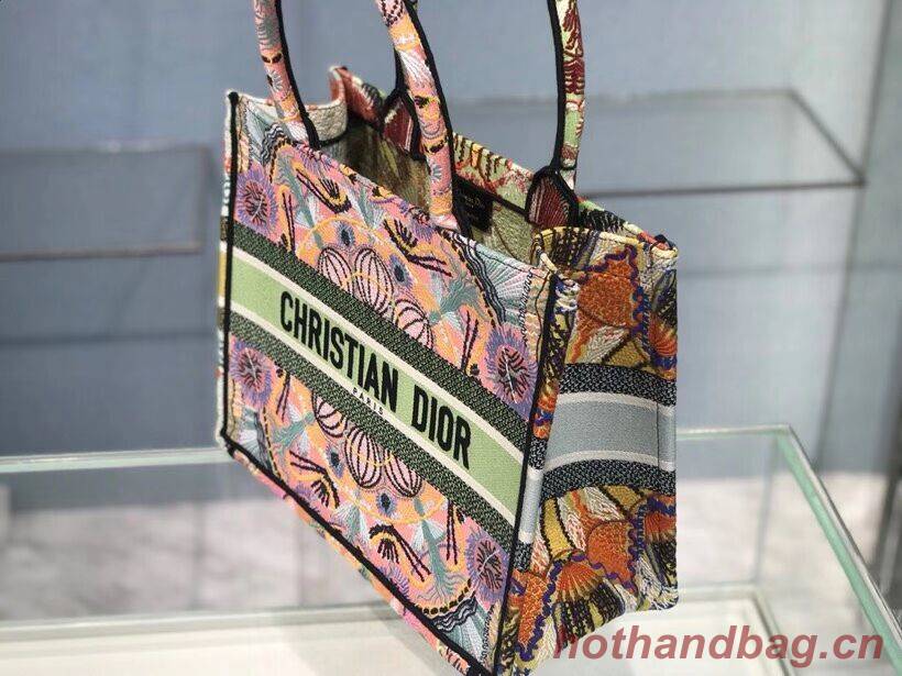 DIOR SMALL DIOR BOOK TOTE Multicolor Tie & Dior Embroidery C1296