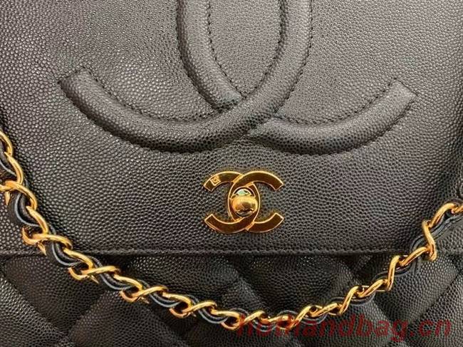 Chanel flap bag Grained Calfskin & & Gold-Tone Metal A92233 black