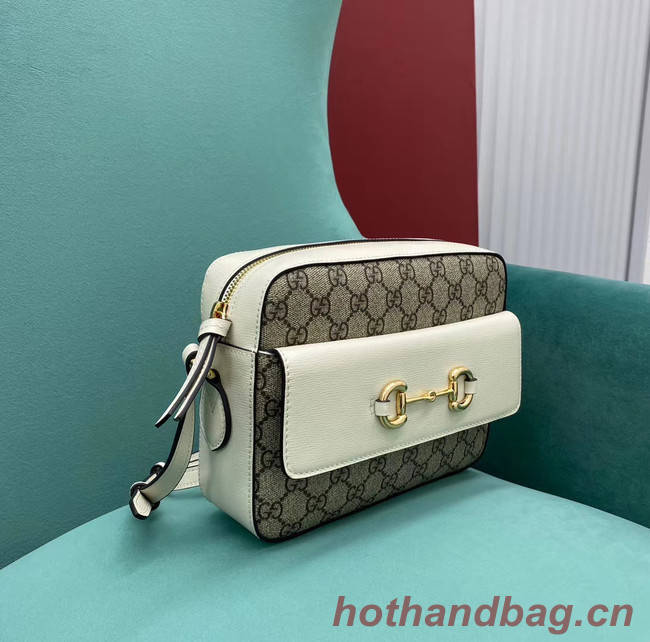 Gucci Horsebit 1955 small GG Supreme canvas shoulder bag 645454 White